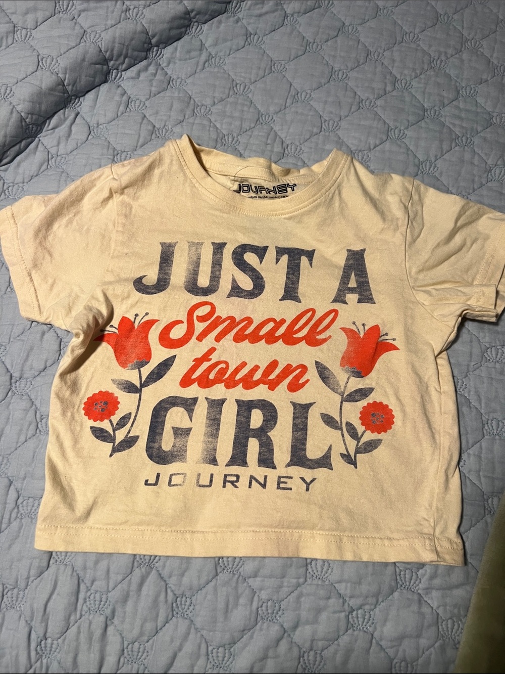Just a Small Town Girl' Graphic Tee - Cream & Red